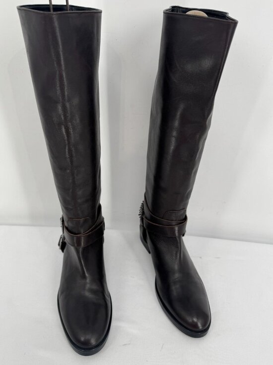 Zara Shoes - Zara Dark Brown Leather Knee High Equestrian Tall Riding Boots Horsebit Sz 38